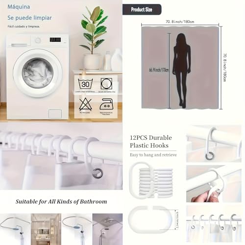 Rideau de douche bambou vert lavable pour protéger et décorer votre bain - 8