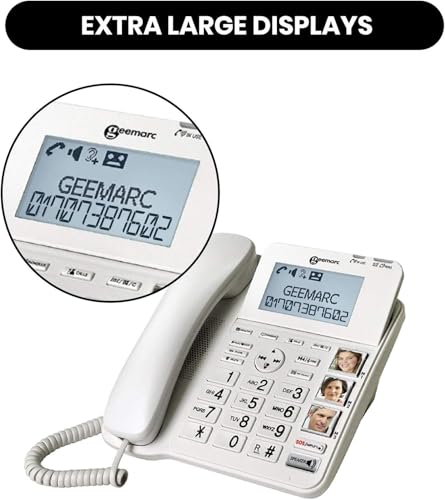 Geemarc CL595 - Amplified Corded Telephone with Answering Machine, Talking Keypad, Large Buttons and SOS Function for Seniors - Medium to Severe Hearing Loss - Hearing Aid Compatible - UK version - Image 3