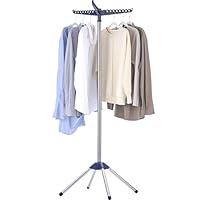 CASAMAYA Clothes Drying Rack Foldable, 59 inch Tripod Laundry Drying Rack Indoor with Rotating Clothes Rail for 27 Pieces of Clothes, Space Saving, Stainless Steel, Blue and Silver CDR001Q01