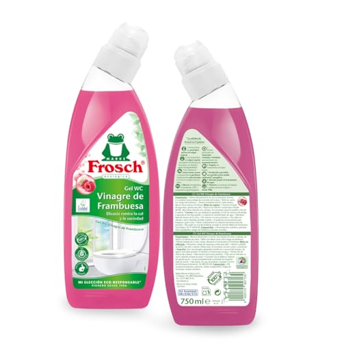 Frosch - Gel WC Ecológico, Limpiador de Cal y Residuos Para Inodoro, Higienizante con Vinagre Frambuesa - 750 ml