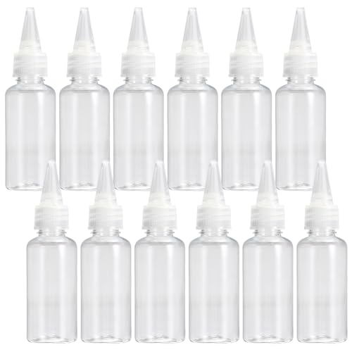 Jortmrd 12 Botellas Compresión Plástico Transparente 100 ml con Boquilla Aplicadora Botella Dispensadoras de Exprimir Vacía para Glaseado Salsas Condimentos