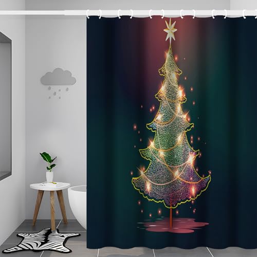 Rideau de douche 180x200cm lavable en polyester imperméable de Noël - 4