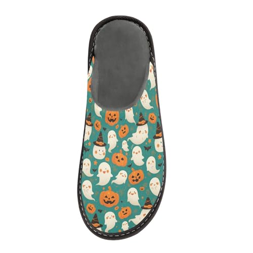JUNZAN Halloween Ghosts Memory Foam Slippers for Women Men House Slippers for Bedroom Indoor2