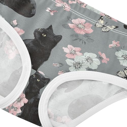 Wusikd Black Cats Butterfly Girls' Underwear Cotton Flowers Girls Briefs Soft Toddler Underwear 2T4