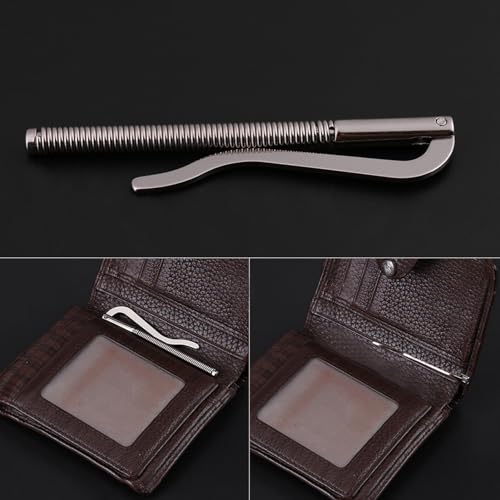 KUIDAMOS 5Pcs 2.9 Inches Money Clip for Men, Stylish Metal Bifold Money Clip Bar Spring Clip 75mm Metal Money Clip Steel Bar Plate Silver,Folded Leather Credit Card Holder2