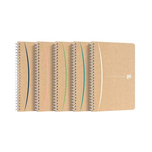 Set di 5 quaderni Touareg rel. integrale A5, copertina. Kraft 180p, 90 fogli riciclati 90 g/m², a quadretti 5 x 5 + margine