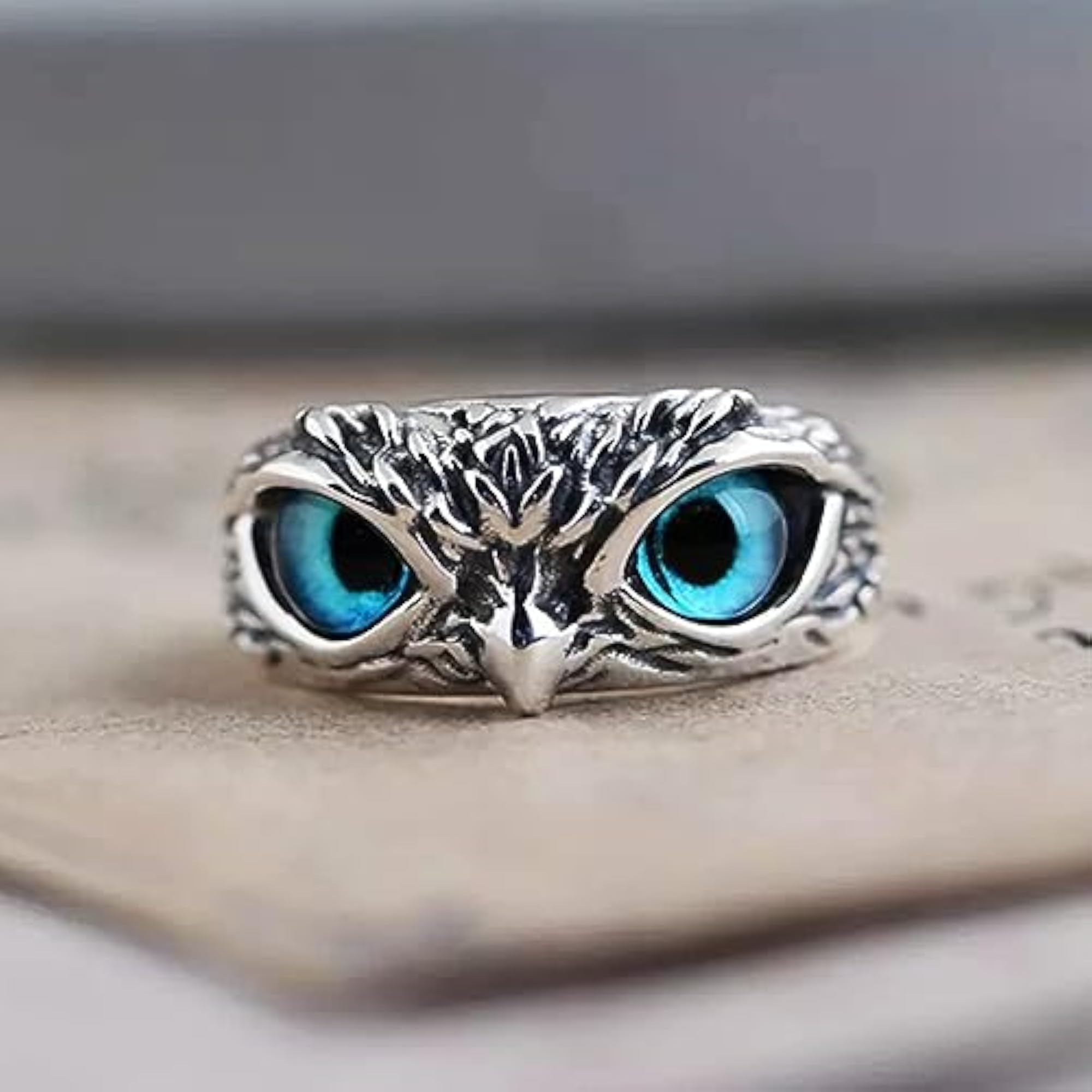 Unisex Adjustable Owl Eye Evil Eye Ring, Retro Animal Design