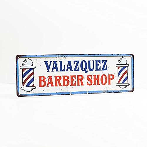 Personalized Barber Shop Sign Hair Cut Custom Name Signs Salon Signs Decor Rustic Decorations Vintage Name Plaque Pole Shave Haircut Tin Wall Art Retro Man Cave 6 X 18 Matte Finish Metal 106180031001 #TOP3