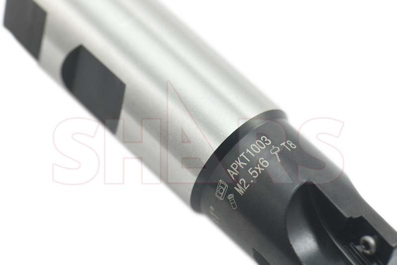 Image of Shars CNC 1 inch 4 Flutes 90 Indexable End Mill with 4 PCS APKT 22 1003 Insert New 404-1863W+404-6960(4) P[