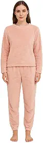 Pijama feminino manga longa quentinho fofinho pelúcia Rosa