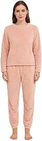Pijama feminino manga longa quentinho fofinho pelúcia Rosa