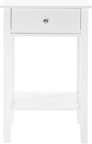 Miniatura 5 de Mesita de noche blanca con cajón y estante abierto, mesita de noche pequeña mesa auxiliar para dormitorio, dormitorio, mesita de noche moderna, mesa
