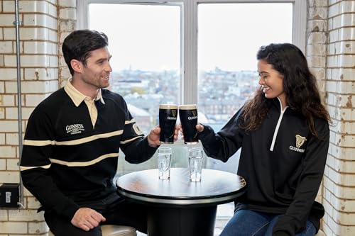 Guinness Traditional Black and Cream Longsleeve Rugby Jersey, Official Merchandise, Black Jersey, Men's X-Large - Thumbnail 5