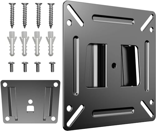 Image of Monitor Wall Mount Most 14-24 inch TVs Computer Universal Low Profile RV TV Wall Mount VESA Up to 100x100mm Max Weight 15KG Fits 15 19 20 22 23 Inch Camper Small Monitor Mount Bracket