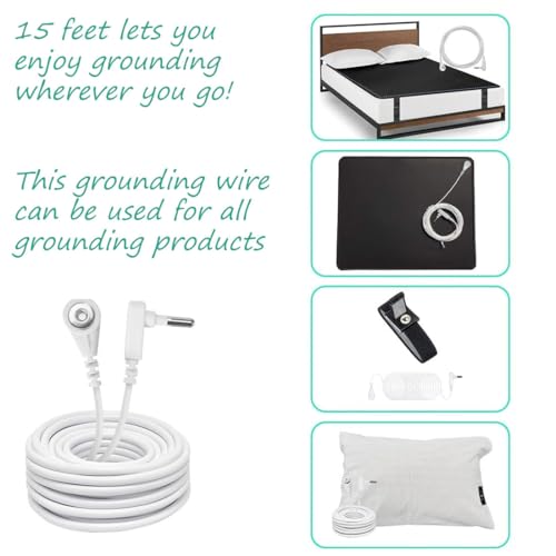 Image of Grounding Cord for Grounding Products Universal Grounding Wire 15ft White Replacement Long Grounding Cable for Mat (Cord)