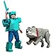 Mattel Minecraft 4-inch A Minecraft Movie Steve in Diamond Armor with Man's Best Wolf Dennis