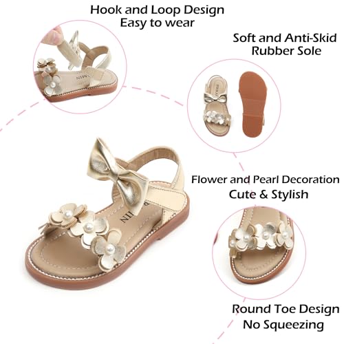 Image of PHIRAMIN Toddler Girl Sandals - Flower Girl Dress Shoes Open Toe Little Kid Wedding Party