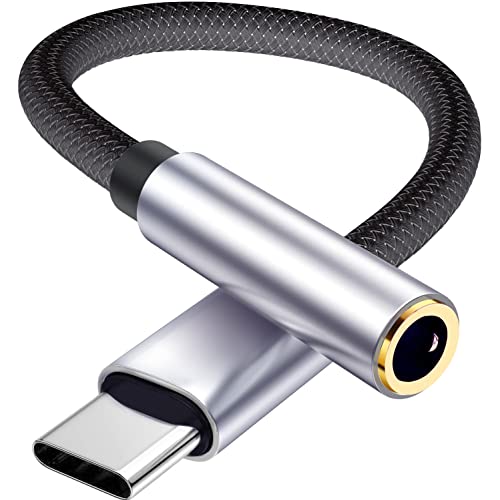 T Tersely Type-C USB C to 3.5mm Headphone Adapter Braided Cable, Audio Car AUX Converter for iPhone 17/16/15 Pro/Max, Samsung S25 S24 FE Plus Ultra, Google, for iPad Air, 10th