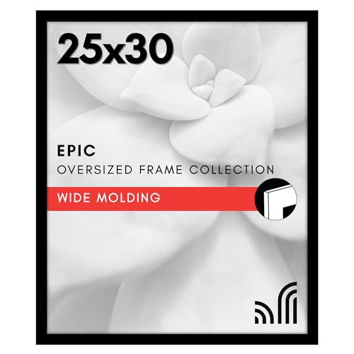Americanflat 25x30 Picture Frame with Polished Plexiglass - Black Picture Frame - Wide Photo Frames Made of Engineered Wood for Vertical or Horizontal Wall Display - Epic Collection - Black