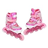 MasYosh Verstellbare Inline-Skates für, Völlig Weiche Rollschuhe mit Leuchtenden Rädern und ABEC 7-Lagern, Dreifaches Schutzdesign für Jungen und Mädchen (M)