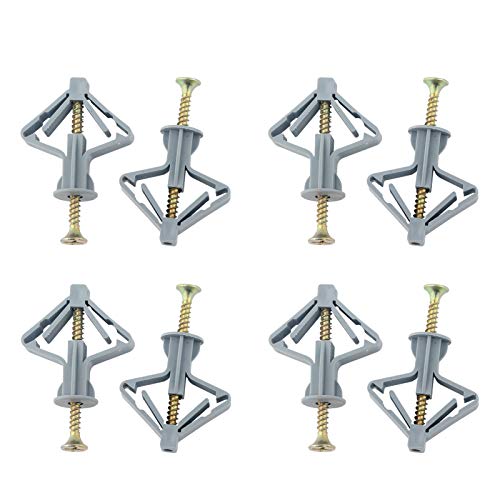 200pcs Drywall Anchor Kit-Hollow Wall Anchors with Screws, Drywall and Hollow-Wall Anchor Assortment Kit, for Anchors, Screws, Wall Anchor Hooks, and Hollow-Door Toggle Anchor(Grey 100Sets)