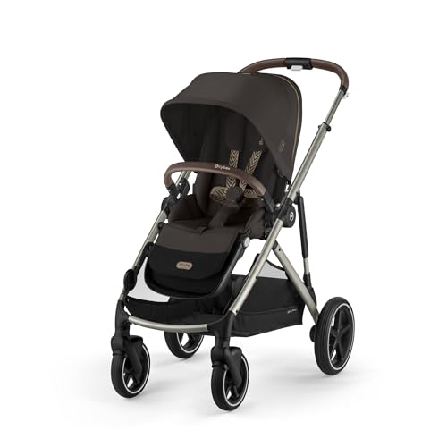 CYBEX Cochecito dorado GAZELLE S, Desde el nacimiento hasta los 4 años aprox., Máx. 22 kg (modo individual) / 2x 22 kg (modo dúo), Sistema todo en 1 con 20+ configuraciones, Marrón chocolate
