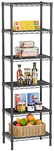 Golpart 6 Tier Shelf Adjustable Storage Mesh Gaps Metal Utility Shelves Wire Shelving Unit Organizer Rack for Home Kitchen Office Bathroom Pantry Room10 D x 16