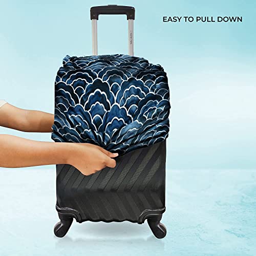 Image of Nasher Miles Polyester 55 (20 Inch) Small Protective Luggage Cover - Japanese Wave Design