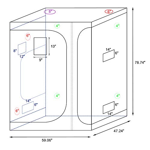 Coolgrows 2-In-1 60" X48" X80" Mylar Reflective Grow Tent For Indoor Hydroponic Growing System With Easy View Window And Floor Tray (60" X 48" X 80") #TOP6