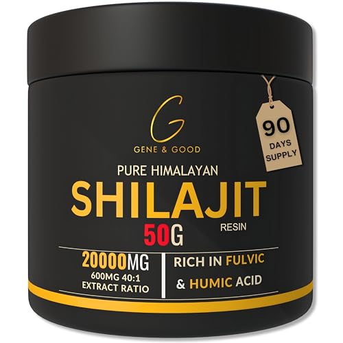 Gene & Good® Shilajit - Shilajit - UK Lab-Tested, Ethically Sourced, Mineral-Rich, 85+ Essential Minerals, Boosts Energy & Stamina, High-Potency Fulvic Acid (Resin - 50 Gram)