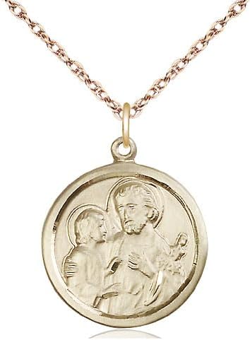 14kt Gold Filled St Joseph Pendant on a 24 inch Gold Filled Light Rope Chain.