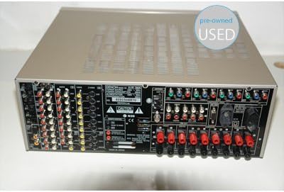 Rear view of the Denon AVR-3805 AV Receiver, displaying various audio and video input/output ports, including speaker terminals, component video, and digital audio connections.