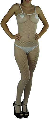 Image of ToBeInStyle Women's Bodystocking Crotchless Peek-A-Boo Fishnet Lace Bodysuit