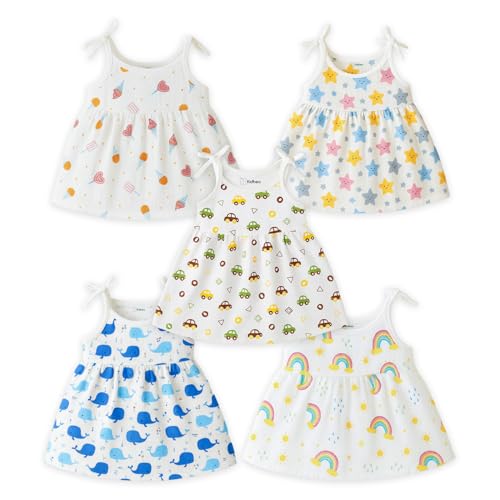Image of Kidbea Baby Girl Dresses | Muslin Frock for Girls Summer Wear | Soft Breathable Cute Printed Frock with Tie-Up Closure