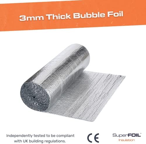 SuperFOIL Multipurpose Foil Insulation 0.6m x 15m - Energy Saving Reflective Bubble Foil DIY Wrap