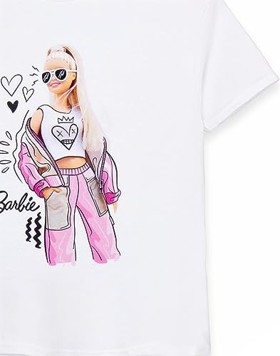 Barbie Girls Short Sleeve T-Shirt | Young Ladies Pose Stylish Sketch Graphic Tee | Kids White Fashion Top | Doll Movie Gift3