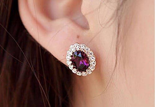 Miniatura 4 de Aretes chapados en oro, forma ovalada, color verde esmeralda, cristales de Swarovski con circonita cúbica, joyería de moda para mujer, Cristal