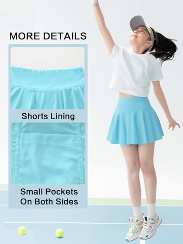 Girls Pleated Tennis Skirt High Waisted Golf Skorts with Pockets Casual Athletic Running Skirts for Kids 5-6T4