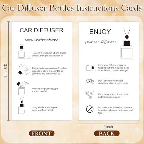 Image of DaisyInner 100 Sets Car Diffuser Bottles Empty Bulk Hanging Car Air Freshener Diffuser Bottles Glass Perfume Holder with Instruction Cards for Essential Oil Wedding Bridal Birthday Gifts (Heart)