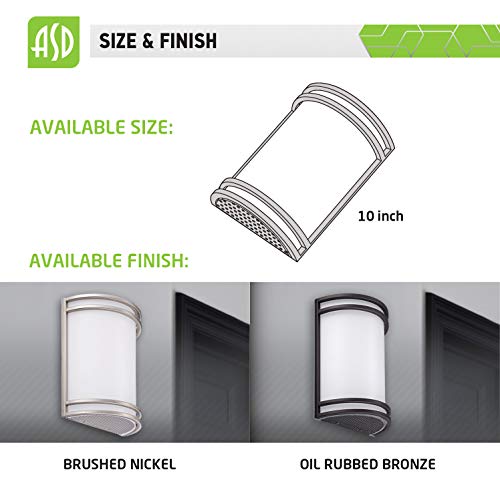 Asd Led Indoor Wall Mount Light Fixture - Modern Interior Brushed Nickel Wall Sconce Lighting - 3000K 4000K 5000K Adjustable - Half Cylinder Hallway Light Fixture - Etl & Energy Star Listed 2 Pack #TOP5