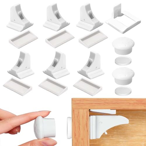 Auauraintt Blocca Cassetti per per Bambini, 12 Serrature e 3 Chiavi, Chiusure Sicurezza Magnetico per bambini per Cassetti e Armadio, Serratura Sicurezz con Biadesivo 3M non Necessitano Attrezzi