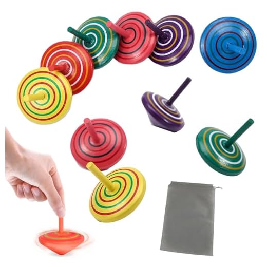 Toupies Jouets en Bois,Toupie Enfant,10 Pièces Toupie Bois,Multicolores Faite à la Main Painted,Goodies Anniversaire Enfant,AVCE Pochon Tissu,pour Les Enfants de 2 à 8 Ans (Couleur aléatoire)