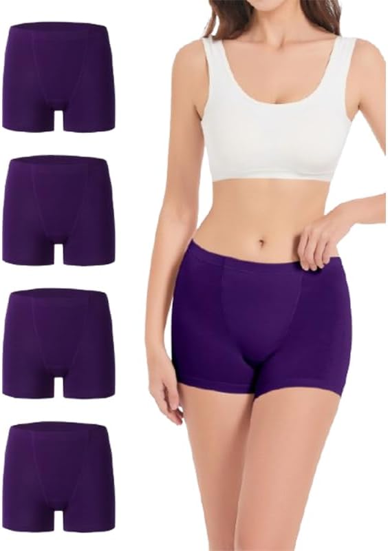 Women's Cotton Safety Shorts, Mid Rise High Elastic Boyshorts, Anti-Chafing Slip Shorts for Under Dresses Skirts
