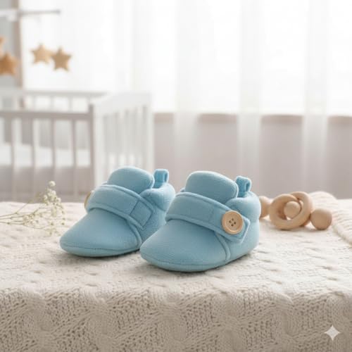 Image of Newborn Baby Booties | Soft & Breathable Cotton Footwear for Baby Boys & Girls | Skin-Friendly, Comfortable Booties for 3-12 Months