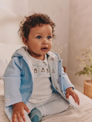 NEXT Baby Jungen 3-teiliges Baby-Set mit Jersey-Jacke, Bodysuit und Leggings Blue Bear 74-80