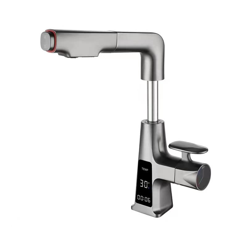 Robinet de lavabo de salle de bain mitigeur eau chaude froide extractible