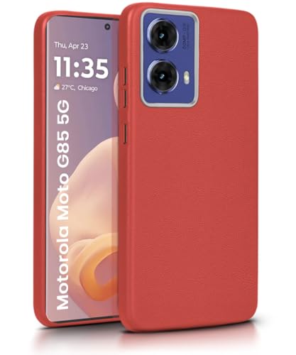Image of WOW IMAGINE Back Cover for Motorola Moto G85 5G | Ultra Slim Flexible Non-Slip Grip | Inner Fabric | Metal Camera Ring & Lightweight Soft Silicone Mobile Case - Crimson Red
