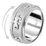 SHOP LC Anxiety Rings Elephant 925 Sterling Silver Rings Women - Fidget Ring Spinner Ring for Women Platinum Plated Anxiety Jewelry Birthday Gifts Size - 7