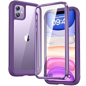 Diaclara iPhone 11 Case, 360° Full Body with Built-in Screen Protector Touch Sensitive, Shockproof Soft TPU Bumper Phone Case Clear Designed for iPhone 11 6.1" - Purple