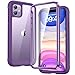 DIACLARA iPhone 11 Case, Full Body Rugged Case with Built-in Touch Sensitive Anti-Scratch Screen Protector, Soft TPU Bumper Case Cover Clear Designed for iPhone 11 6.1" (Purple and Clear)